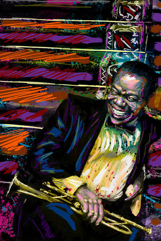 Louis Armstrong Art - Jazz Painting